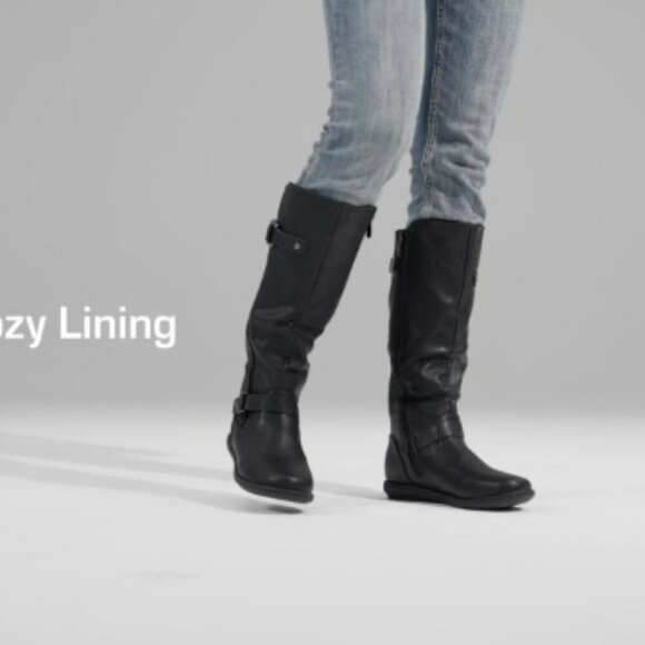 Women's Knee High Winter Boots Faux Fur Lined Stiletto Heel - Picture 8 of 8